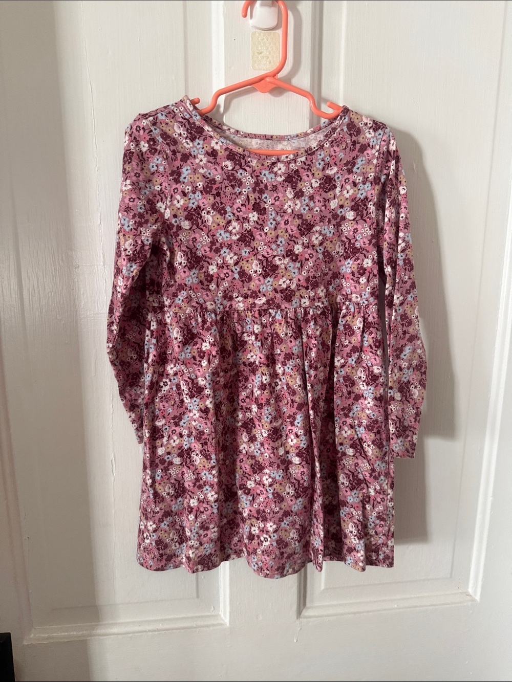 H&M Pink Floral Long-Sleeve Casual Dress